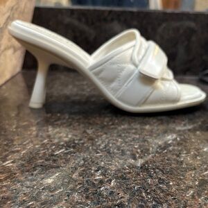 Dior White Quilted Heeled Mules